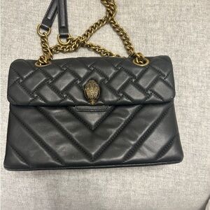 Kurt Geiger Black Quilted Shoulder Bag with Gold Chain
